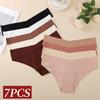 7Pcs/Set Women V-Waist Panties Seamless Briefs Low Waist Female Underpants Sexy Lingerie Invisible Ice Silk Underwear