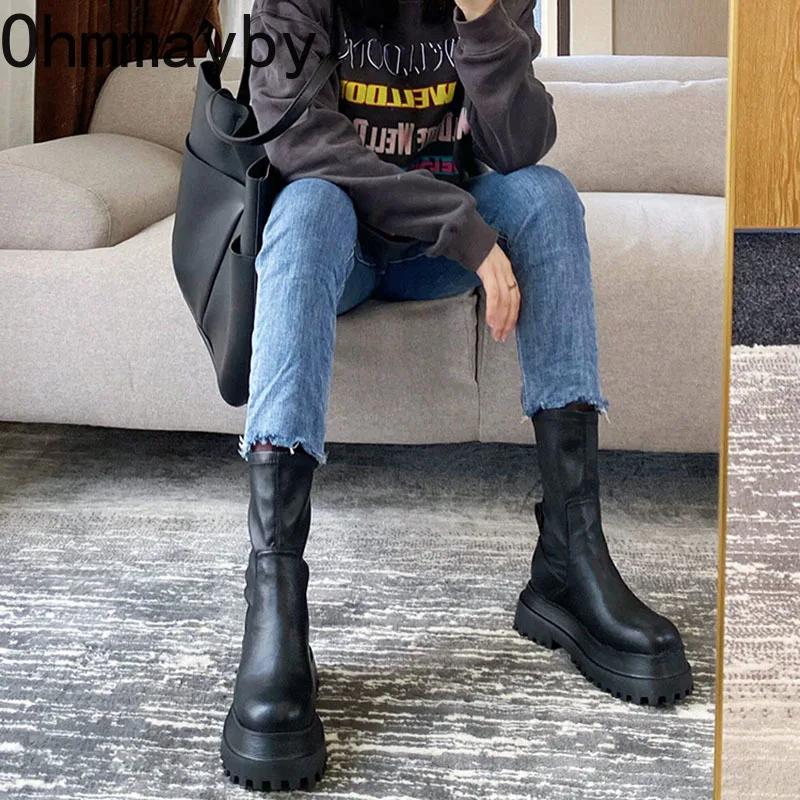 Fashion 2024 New Winter Punk Style Women Ankle Boots Fashion Thick Sole Zippers Gothic Short Boot Ladies Elegant Platform Flats Shoes