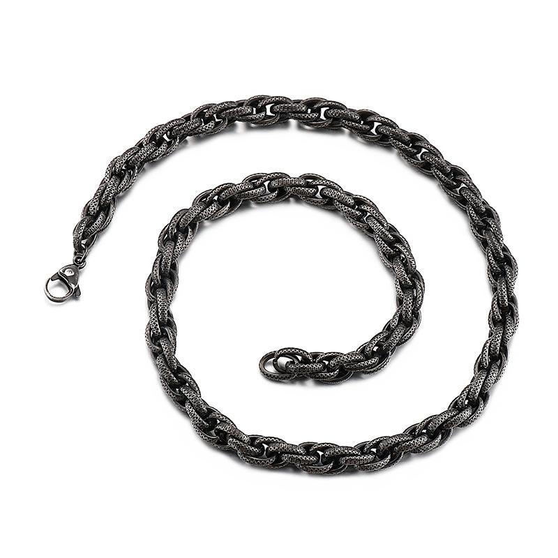 Retro Black Dotted Hip Hop Thick Twist Chain Titanium Steel Men 'S Bracelet Necklace