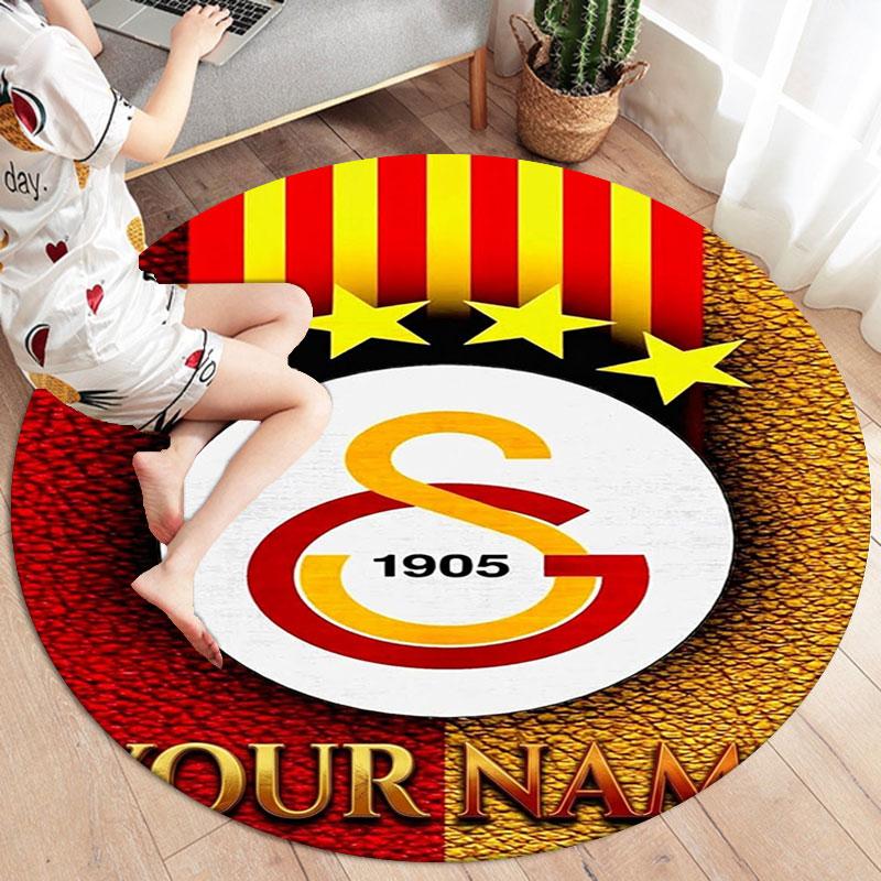 Galatasaray S Custom Name Round Area Rug,Carpet Rug for Living Room Bedroom Sofa Playroom Decor,Non-slip Floor Mat