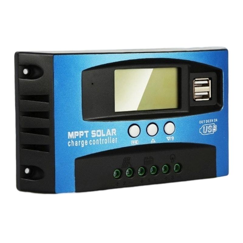 MPPT Контроллер заряда от солнечных батарей с ЖК-дисплеем, двойным USB-портом, 100А, автоматический регулятор заряда аккумулятора для солнечной панели