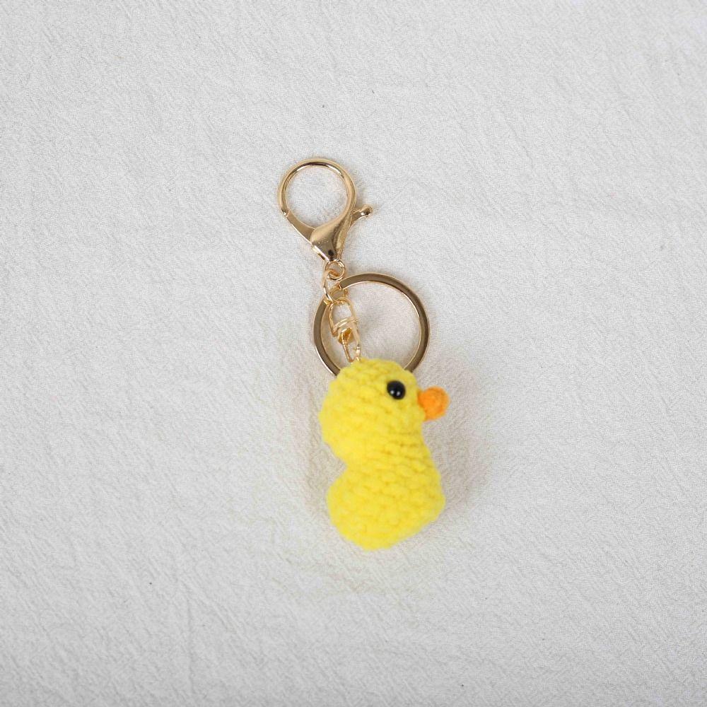Small Doll Knitted Pendant Handmade Duck Keychain Jewelry Gift Crochet Chick Keyrings Bag Charm