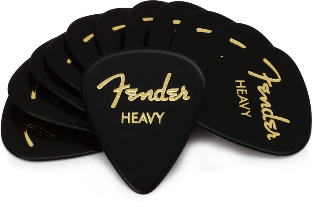 Fender Fender Pick Classic 351 12 Count Celluloid, Black, Shape, Heavy,