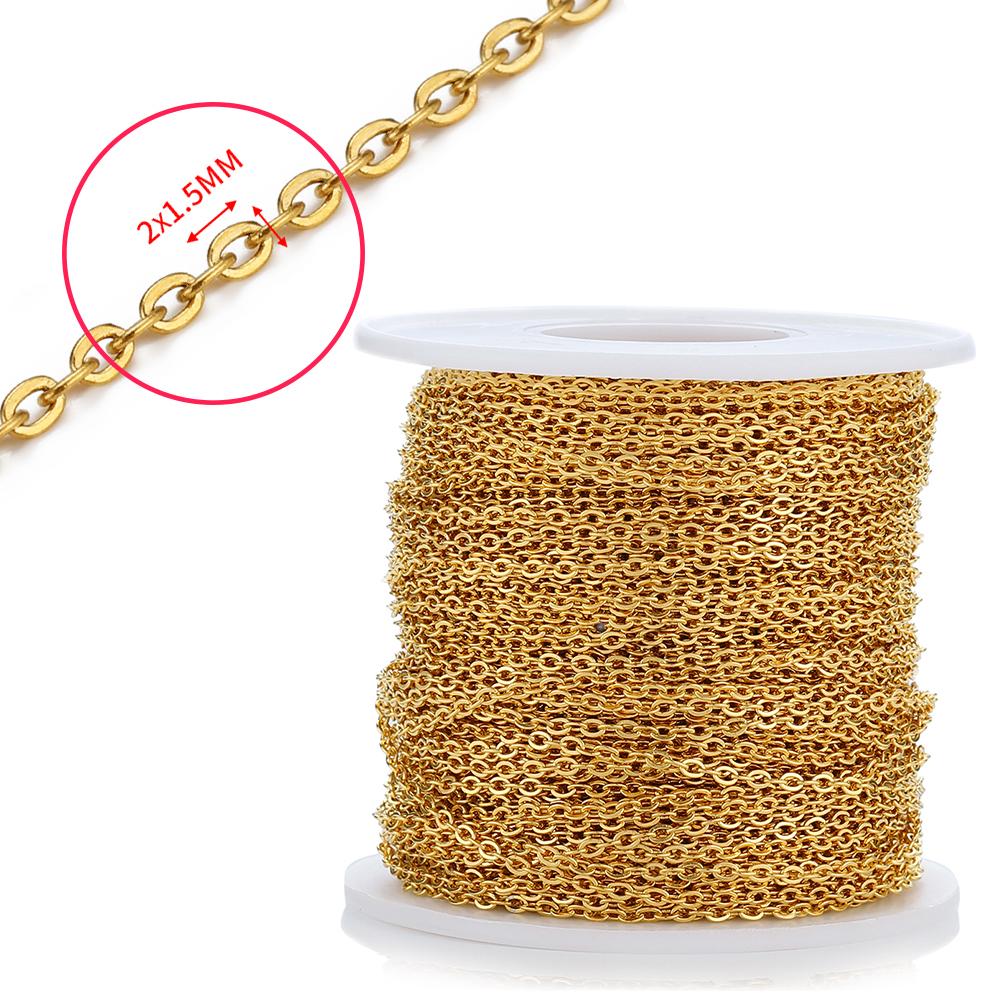 10 Meters 2 Meters Gold Color Stainless Steel Necklace Chains For Jewelry Making Findings DIY Necklace Chains Materials Supplies