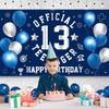 Happy 13th Birthday Decorations Large Official Teenager Backdrop Banner for Boys Girls Navy Blue White 13 Year Old Birthday Party Photo Props Decor
