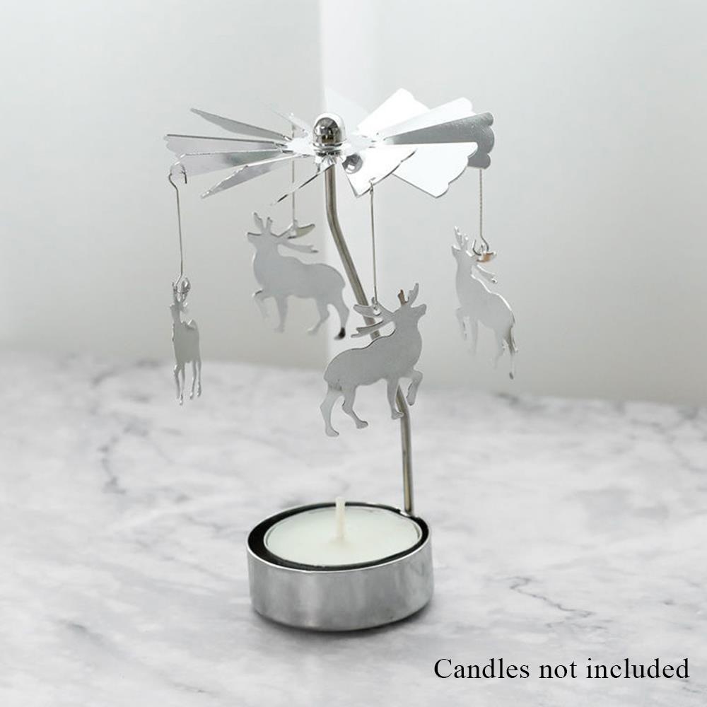 Серебряный подсвечник, украшение для дома, подарок на день святого Валентина, вращающийся подсвечник, декор для вечеринки, романтическая карусель, рождественская подставка для свечей