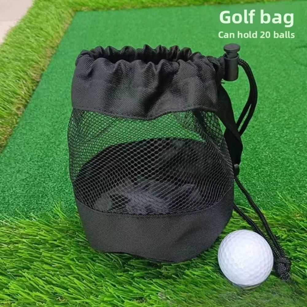 Drawstring Closure Mesh Golf Ball Pouch Portable Golf Ball Holder Outdoor Sports