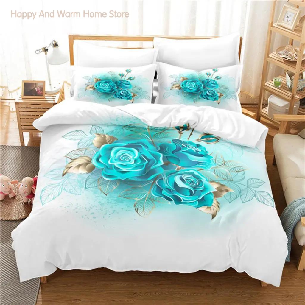 Blue Flower Duvet Cover Collection Fashion Bedding Collection Soft Comfortable Breathable Duvet Cover For Bedroom Guest Room Decor
