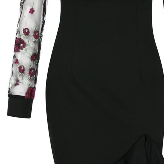 Леди Нижние Юбки Плюс Размер Торжественное Платье Вышивка Оборками Подол Весна Осень Платье с Цветочным Узором и Блестками Разделенный Подол Платье для Свадьбы