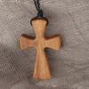 Leather Rope Cross Pendant Hand-carved Neckchain for Prayer Retro Cross Necklaces  Christian