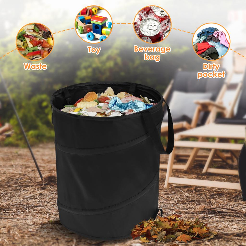 1/2Pcs Garden Waste Bag 37.8L Leaf Waste Bag Large Capacity Collapsible Garden Bag Space Saving Pop Up Trash Can for Outdoor