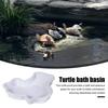Tortoise Water Bowl with Ramp 2-in-1 Large Reptile Feeding Dish Bathing Pool Aquarium Ornament for Lizard Gecko Turtle Snake Bearded Dragon