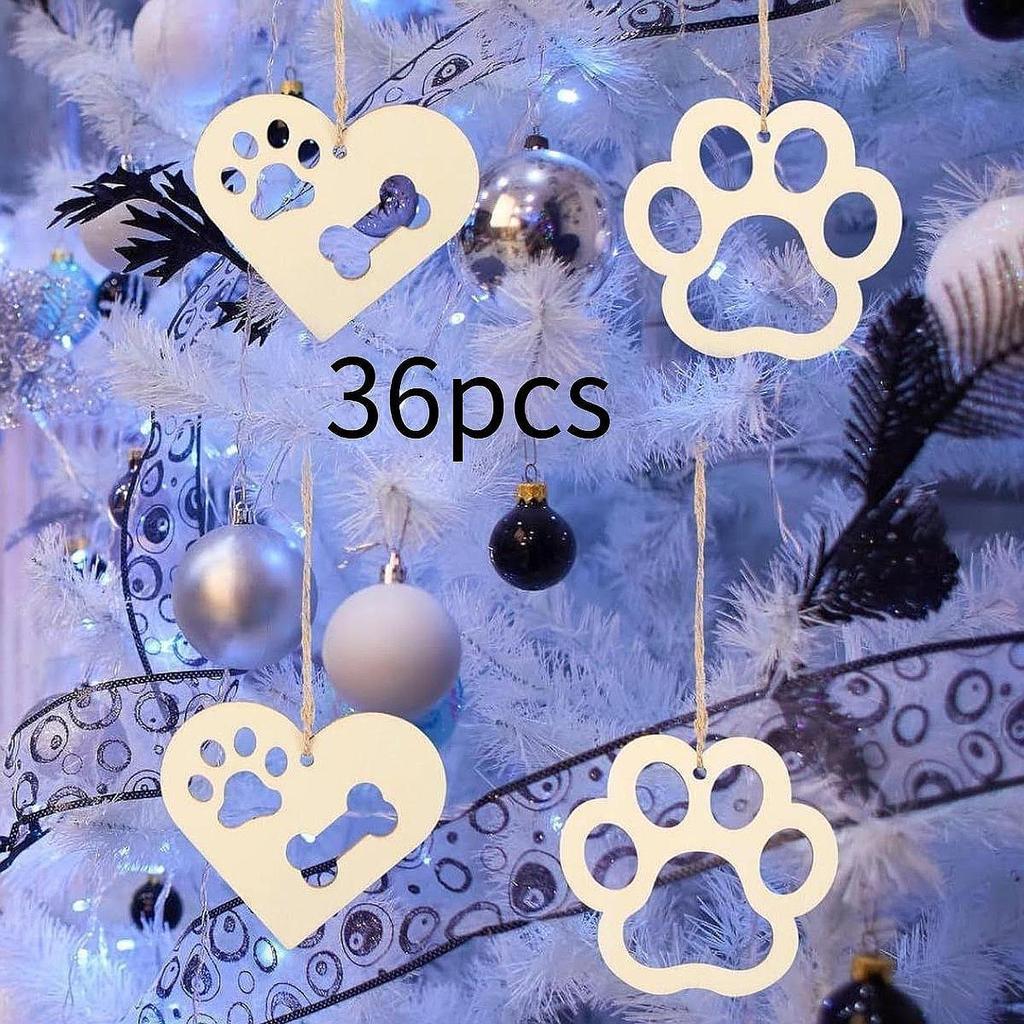 36x Unfinished Wood Pieces Wooden Slices with Hole Party Favor Tags Pendants for Decoration Painting