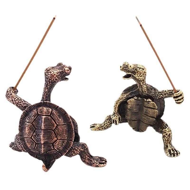 1 шт. Мини-курильница в форме черепахи, держатель для палочек из сандалового дерева, винтажная бронзовая подставка для благовоний в виде животного, подставка для курильницы, подарок, домашний декор