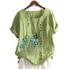 Trendy Ladies' Short Sleeve Top with 11 Colorful Floral Patterns and Round Neck
