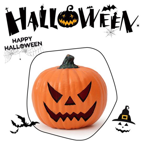 Halloween Pumpkin Lantern Light Up Pumpkin Ornament with Spooky Curved Face for Halloween Party Indoor Outdoor Decor