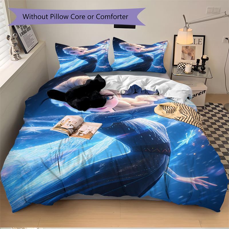 Elsa'S Frozen Magic Print 3Pcs Bedding Setduvet Cover With 2 Bedropillowcase Home Birthday Gift