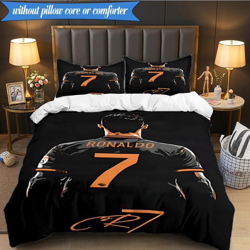 3PCS Real Madrid Legend Bedding Set 2D Printing (Includes 1 Duvet Cover + 2 Pillowcases Coreless), Bedroom decor,Fan gift