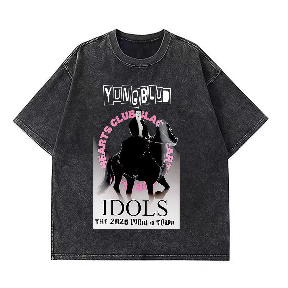 Yungblud IDOLS Мировой Тур Мерч Ретро Стирка Футболка Мужская Женская Хип-Хоп Рок Короткий Рукав Футболки Оверсайз Футболки