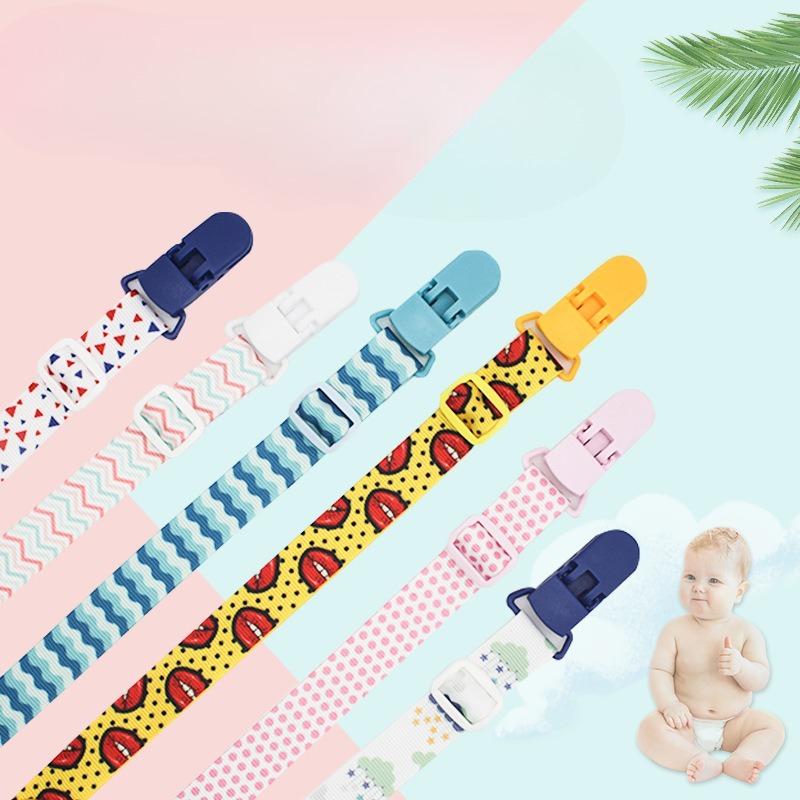 Cute Cartoon Baby Pacifier Clips Chain Ribbon Dummy Soother Holder Chains Adjustable Buckle Strap for Pacifier Baby Feeding Gift
