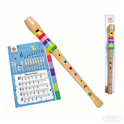 Eichhorn - Музыкальная деревянная флейта, Красочная деревянная флейта с 7 отверстиями, Включает сборник песен с тремя песнями для повторения, Длина 32 см, от четырех лет