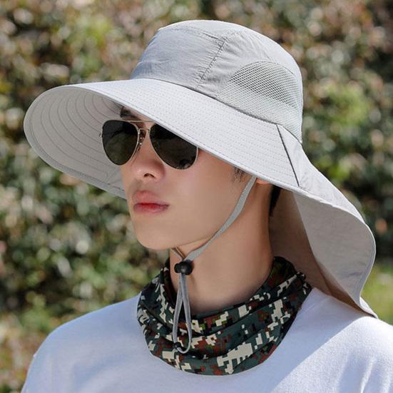 Унисекс солнцезащитная шляпа, защита шеи, полая сетка, ветрозащитный фиксированный ремешок, анти-УФ-складная солнцезащитная дышащая кепка для сада, рыбалки, уличная кепка