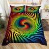 Visual Space Bedding Set Colorful Art Comforter Cover Rainbow Gradient Duvet Cover Optical Illusion Bedspread Cover Full King