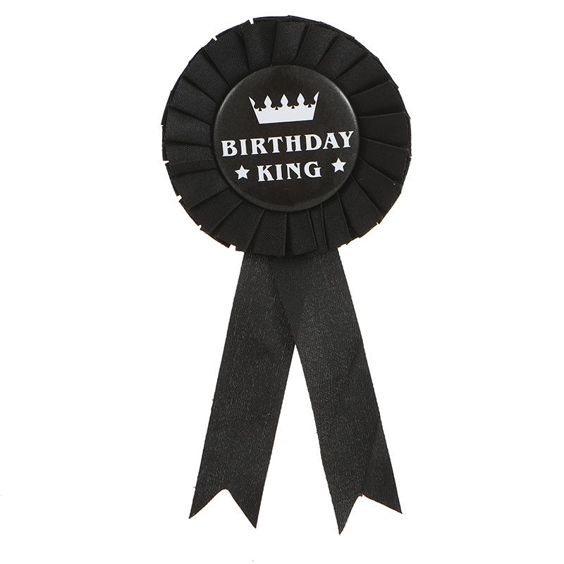 Men’s Birthday King Badge - Blue, Gold & Black Party Corsage