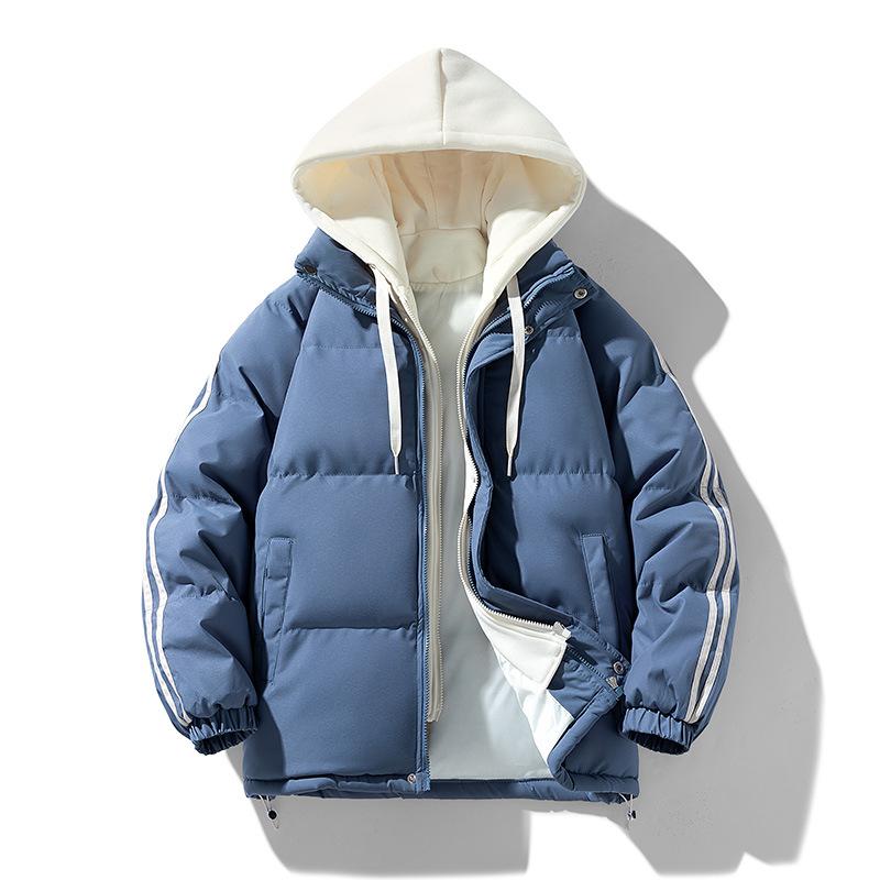 New Cotton-padded Jacket Winter Youth Thickened Down Jacket Hooded Fake Two-piece Trend