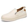 Thick Soled Breathable and Odor Proof Sports Men's Trendy Versatile Soft Leather Casual One Foot White Shoes