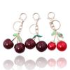 Cherry Green Leaf Bag Charm Keychain Fashion Accessories For Women
