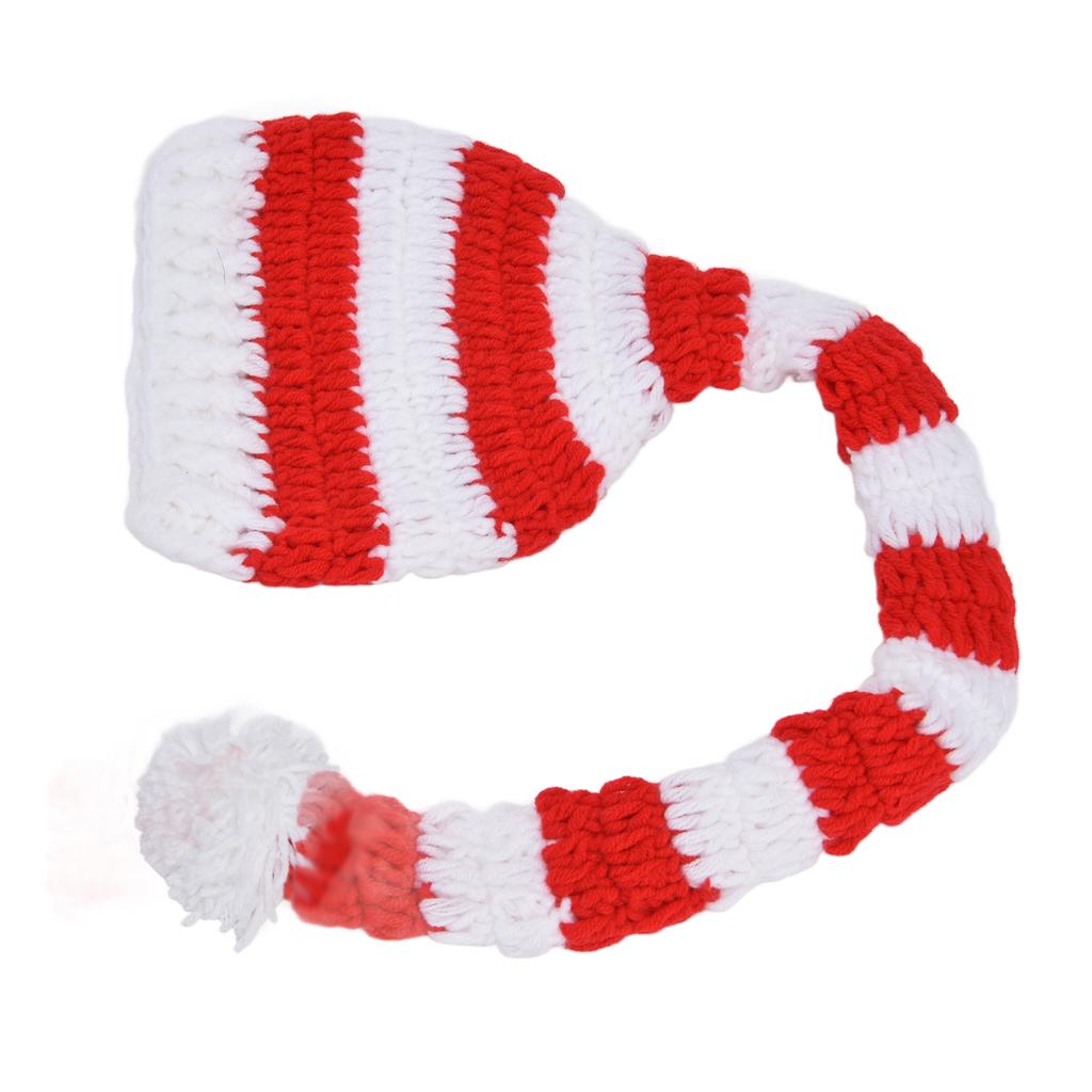 Baby Christmas Knit Hat Long Tail Shape Children Santa Hat for Baby Photography Props