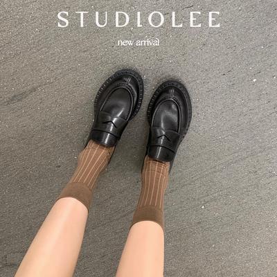 Версия из коровьей кожи~ ретро туфли-одиночки на одной педали, женские кожаные туфли на толстом каблуке, маленькие кожаные туфли