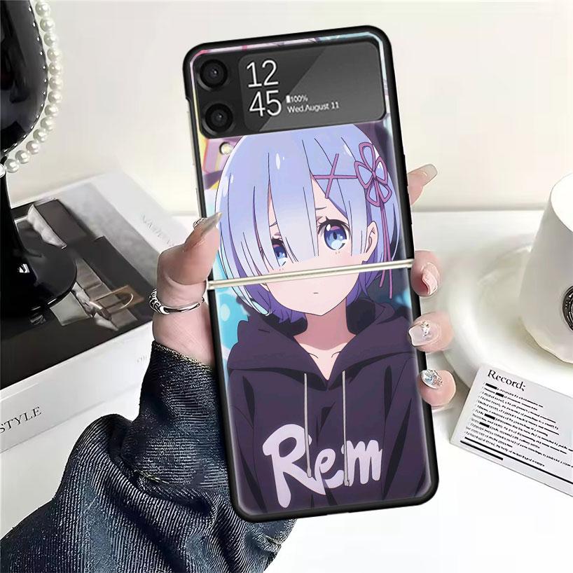 Чехлы для Samsung Galaxy Z Flip 4 5 6 7 3 Z Flip7 Flip6 Flip4 Flip5 Flip3 5G с принтом R-Rem из аниме Re Zero, Жесткие противоударные Fundas