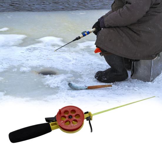 Short Ice Fishing Rod with Reel Combo Ergonomic Handle Lightweight Mini Fishing
