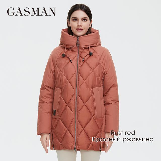 Gasman 2021 Winter Down Jacket Collection Fashion Solid Stand-up Collar Women Coat Elegance Oversize Hooded Women's Jackets 8198