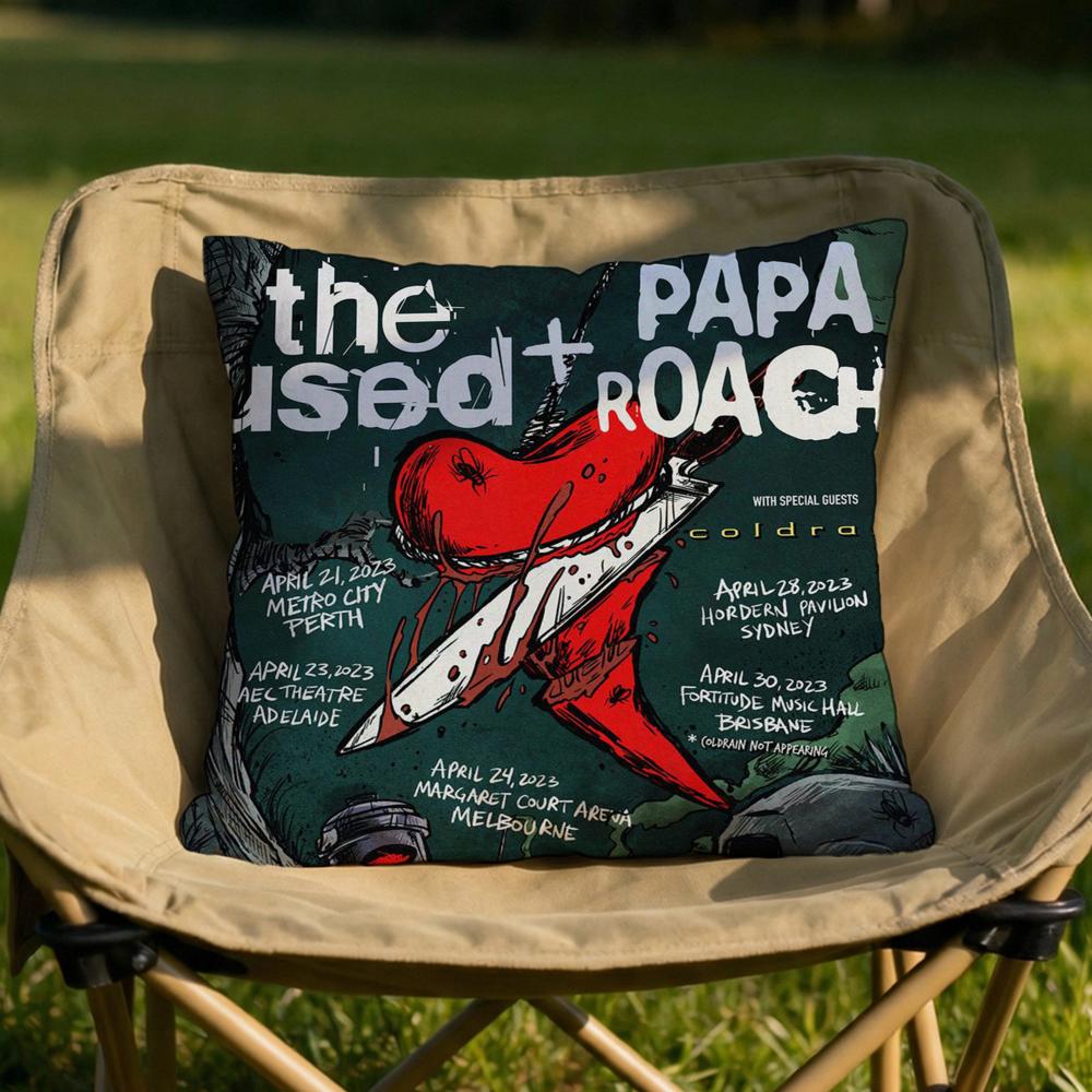 Band PPapa RRoach Cushion Cover Soft Reversible Durable Pillow Cover MultiScene Use for Home Car Daily Comfort