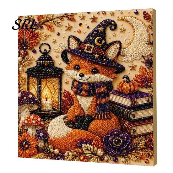 Autumn Home Decor Ghost Faux Pearl Art Kit, Halloween Pumpkin Painting DIY Decorative Canvas Projects 3D Spooky Skull Craft Kit for Adults Beginners,