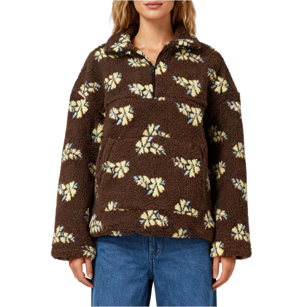 Женский модный свитшот с круглым вырезом, длинными рукавами, милым цветочным принтом, свободного кроя, с карманом на молнии, теплый, с капюшоном