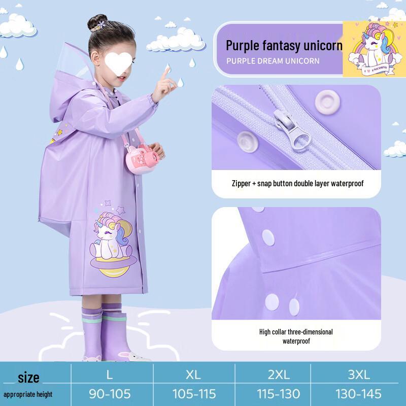 Children's EVA Rain Poncho with Backpack Slot