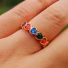 Fashion Colorful Zircon Heart Shape Opening Adjustable Rings for Women Ring Jewelry Wedding Party Accessories