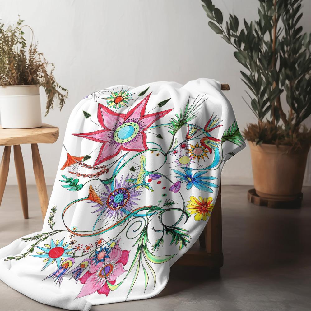 Watercolor Floral Print Blanket Kids Teen Girls Boys Bedding Throw Sofa Cover Decorative Quilt Gift