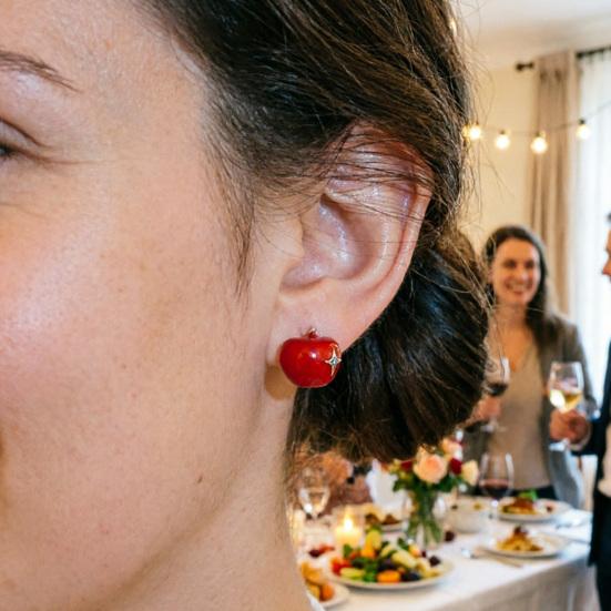 1 Pair Stud Earrings, Fruit Asymmetric Design Ear Studs with High-Temperature Enamel Technology, Lightweight Women Earrings for Daily Wear