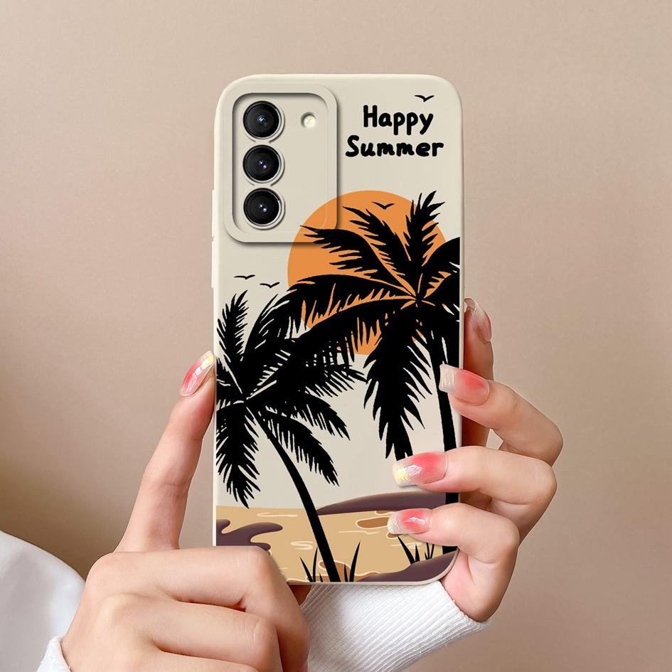Phone Case For Samsung S21 S20 FE M13 M14 M32 Note 20 M53 Back Cover Pretty Flower Coloured Drawing Shockproof Soft Silicone Housing Capas For Samsung