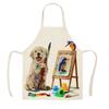 Фартук шеф-повара для выпечки и приготовления пищи, милый кухонный фартук с собачьим принтом, льняной фартук с защитой от пятен, мужской и женский фартук для уборки дома