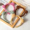 Cute Cartoon Lambswool Bear Ears Headband, Milk Coffee Color – Plush Autumn/Winter Women's Hair Accessory for Face Washing