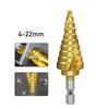 4-22mm HSS Titanium Step Drill Bit Hex Shank Spiral Groove Metal Hole Cutter Conical Stage Drill Cone Power Tools