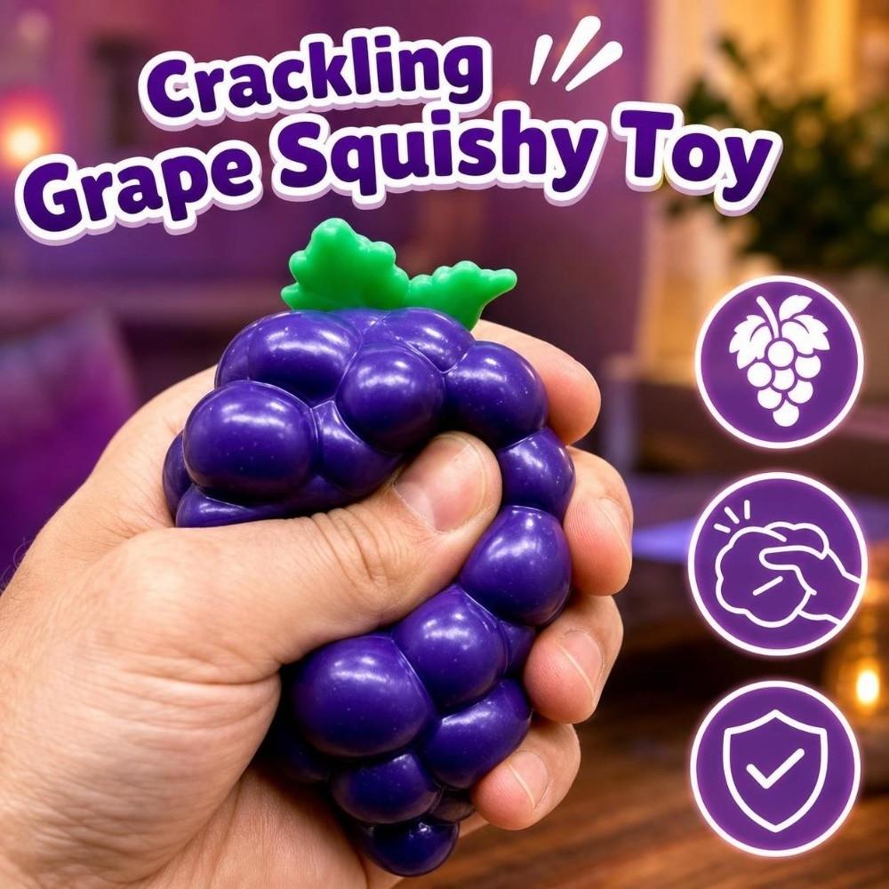 Crunchy Crackling Grape Squishy Toy Soft TPR Fidget Toy Novelty Grape Stress Ball  Home Decoration