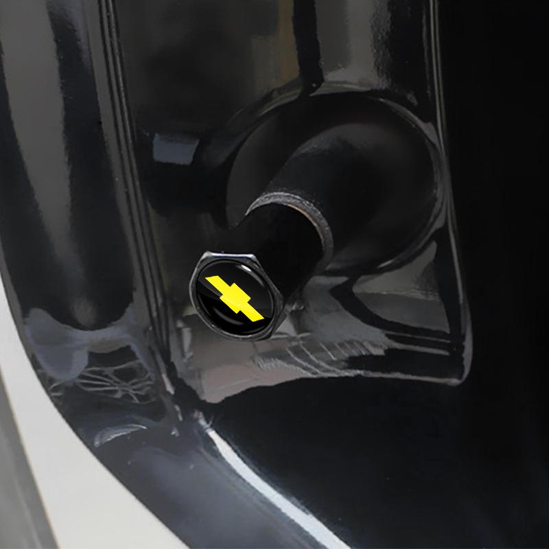 4x BLACK Chevrolet Tire Valve Stem Caps fit for Silverado Impala Malibu Equinox Cruze Camaro Tahoe/Suburban Blazer Spark Aveo
