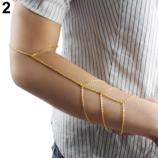 Women Layered Upper Arm Shoulder Slave Harness Chain Armband Cuff Armlet Bracelet